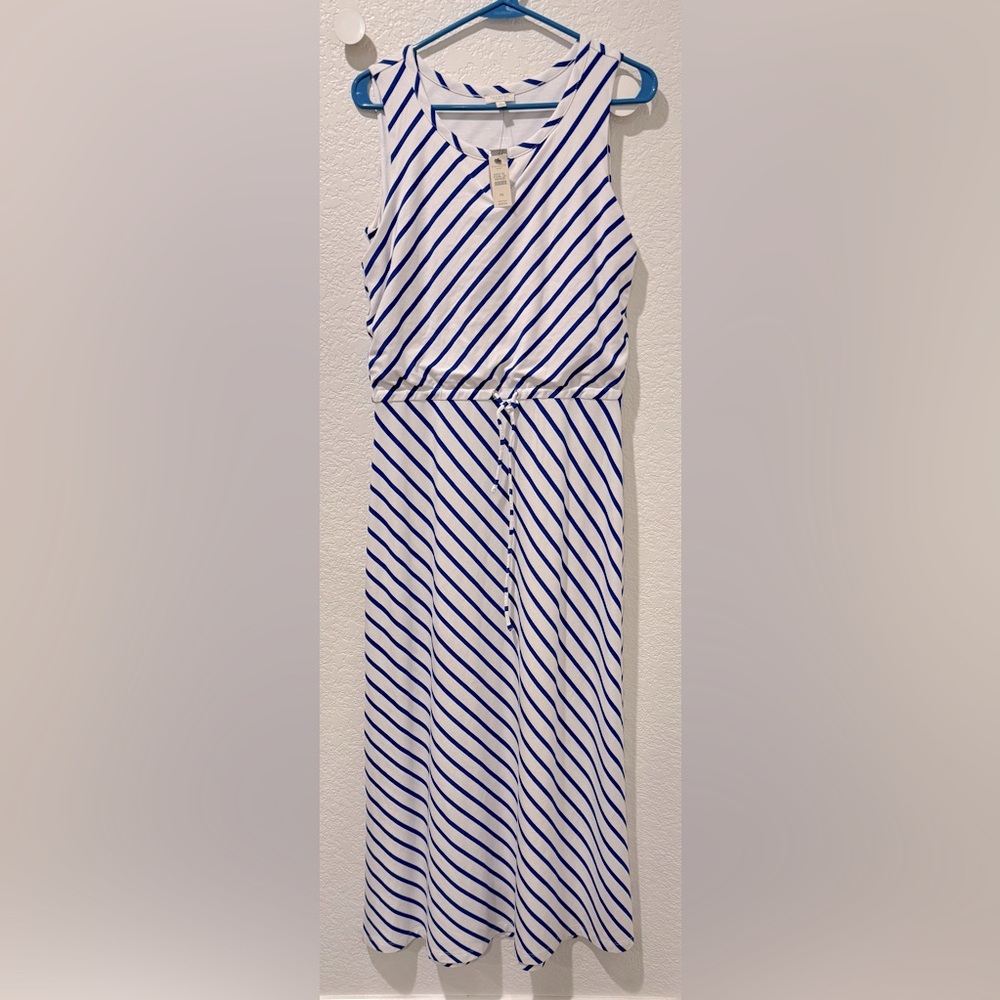 NWT Talbots Blue and White Striped Maxi Dress